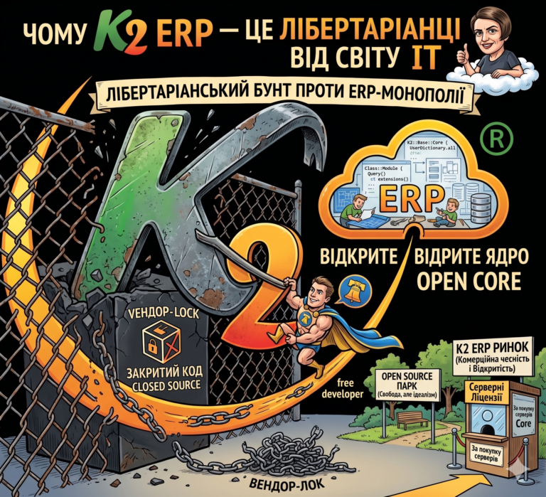 Open Source проти Відкритого коду: Чому K2 ERP — це лібертаріанці від світу IT