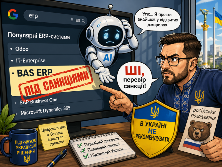 BAS ERP у рекомендаціях Google AI: чому ШІ має припинити радити санкційне російське ПЗ українському бізнесу